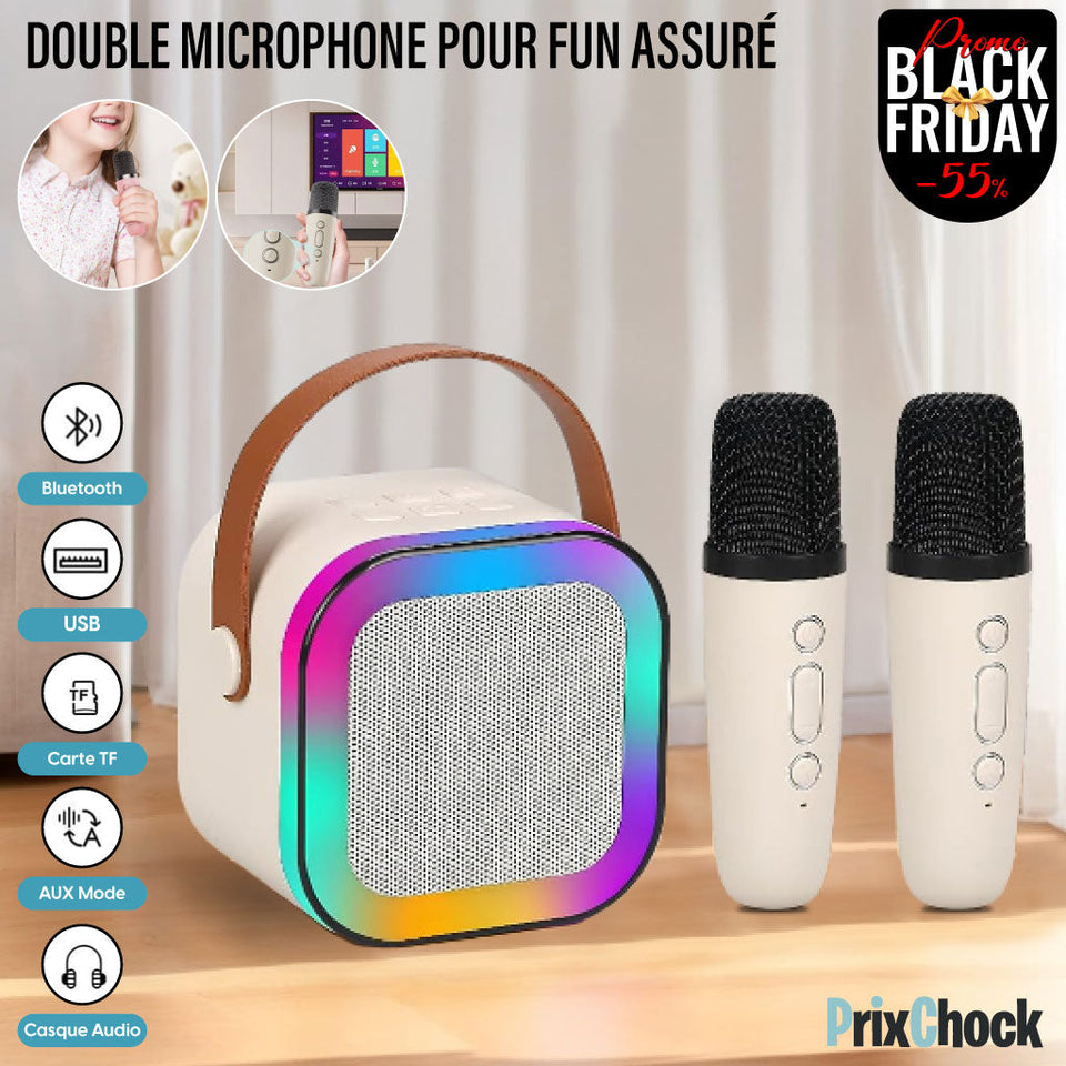 Mini-haut-parleur Portable Karaoké : Musique Et Amusement À Emporter Avec Deux Microphones - PROMO Du BLACK FRIDAY